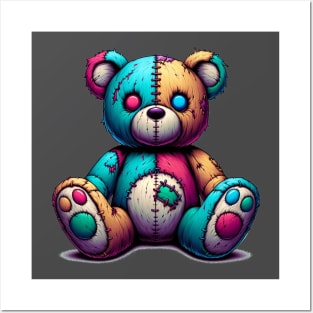 Rainbow creepy teddy bear Posters and Art